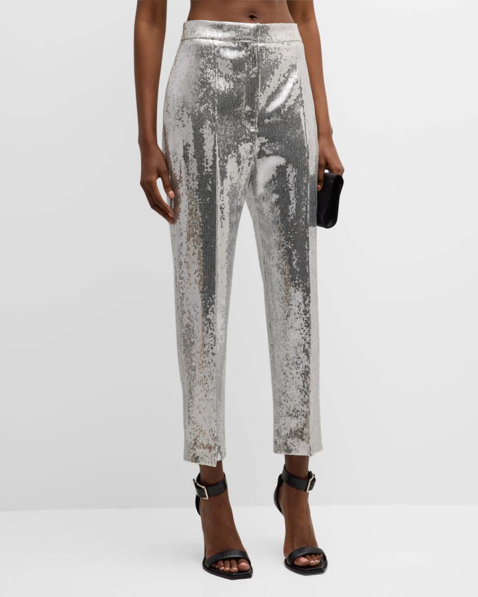 Sequin Straight-Leg Trousers